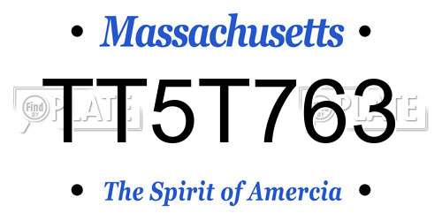 TT5T763 Massachusetts License Plate