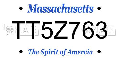 TT5Z763 Massachusetts License Plate