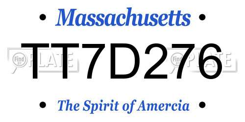 TT7D276 Massachusetts License Plate
