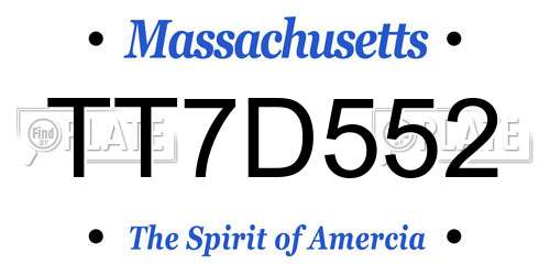 TT7D552 Massachusetts License Plate