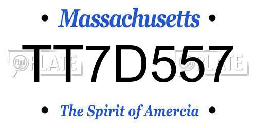 TT7D557 Massachusetts License Plate