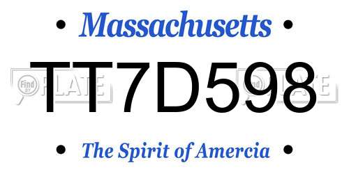 TT7D598 Massachusetts License Plate