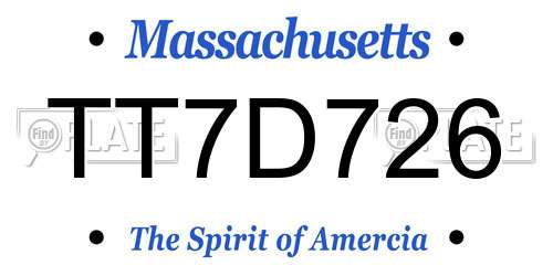 TT7D726 Massachusetts License Plate