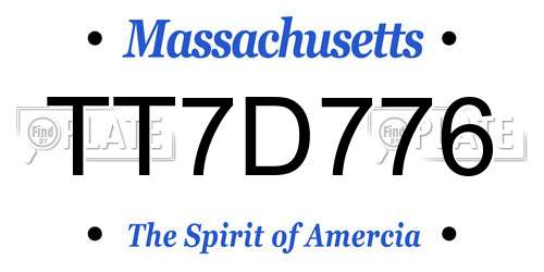 TT7D776 Massachusetts License Plate