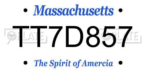 TT7D857 Massachusetts License Plate