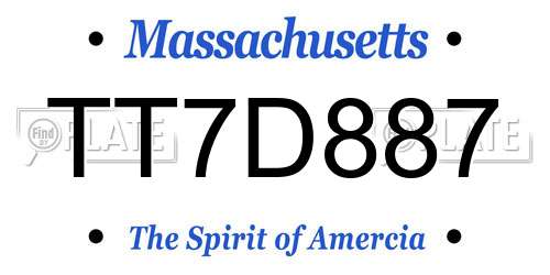 TT7D887 Massachusetts License Plate