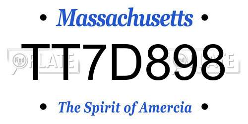 TT7D898 Massachusetts License Plate