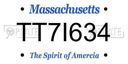 TT7I634 Massachusetts License Plate