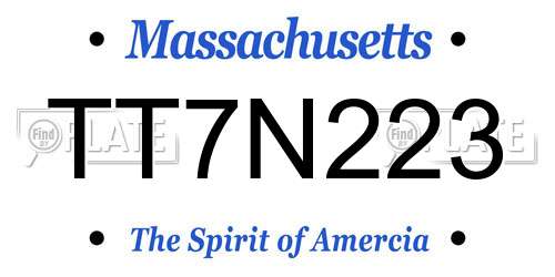 TT7N223 Massachusetts License Plate