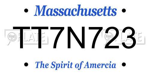TT7N723 Massachusetts License Plate