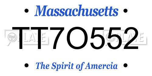 TT7O552 Massachusetts License Plate