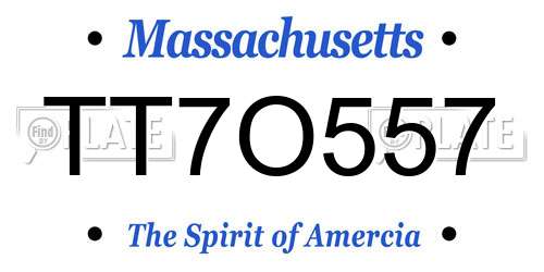 TT7O557 Massachusetts License Plate