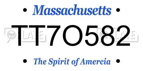 TT7O582 Massachusetts License Plate