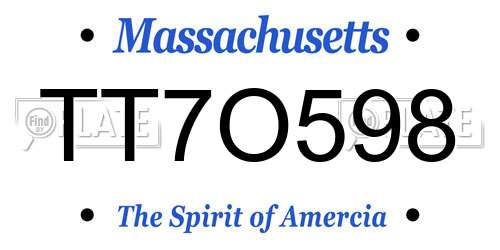 TT7O598 Massachusetts License Plate