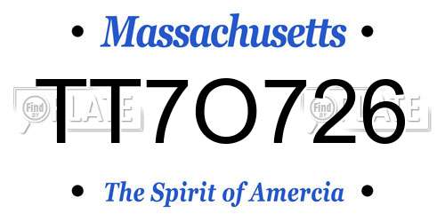 TT7O726 Massachusetts License Plate