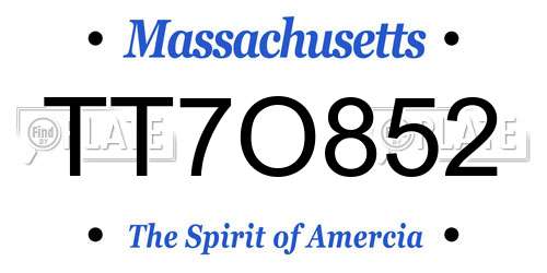 TT7O852 Massachusetts License Plate