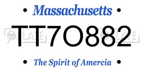 TT7O882 Massachusetts License Plate
