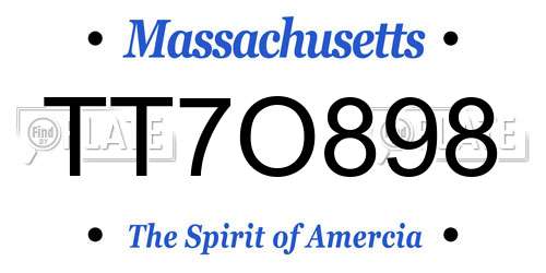 TT7O898 Massachusetts License Plate
