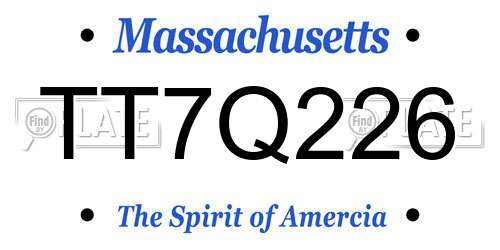 TT7Q226 Massachusetts License Plate