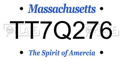 TT7Q276 Massachusetts License Plate