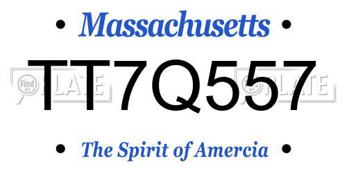 TT7Q557 Massachusetts License Plate