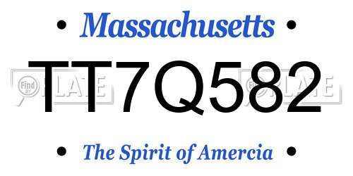 TT7Q582 Massachusetts License Plate
