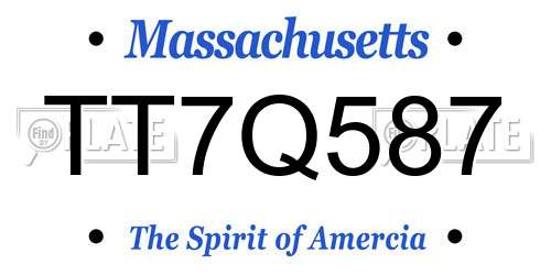TT7Q587 Massachusetts License Plate