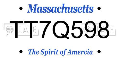 TT7Q598 Massachusetts License Plate