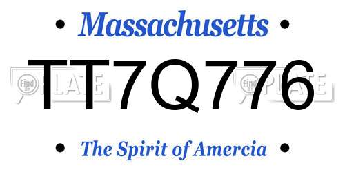 TT7Q776 Massachusetts License Plate