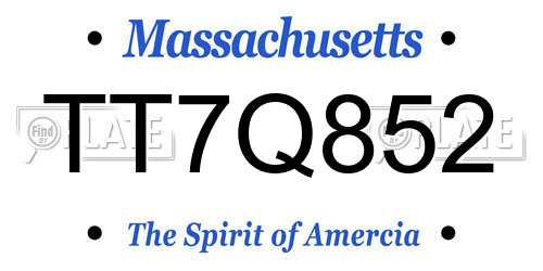 TT7Q852 Massachusetts License Plate