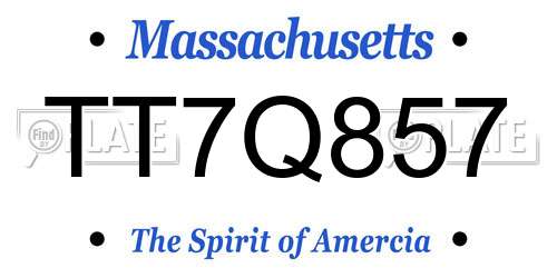 TT7Q857 Massachusetts License Plate