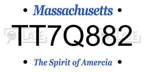 TT7Q882 Massachusetts License Plate