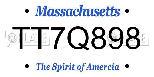 TT7Q898 Massachusetts License Plate