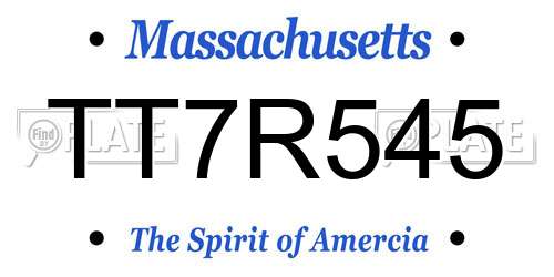 TT7R545 Massachusetts License Plate