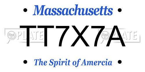 TT7X7A Massachusetts License Plate