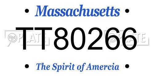 TT80266 Massachusetts License Plate