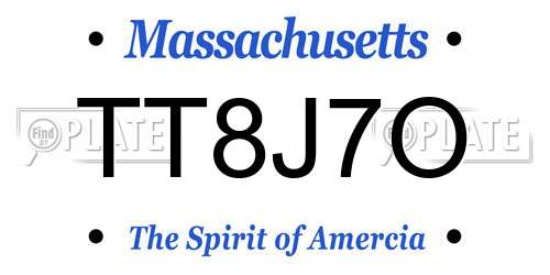 TT8J7O Massachusetts License Plate