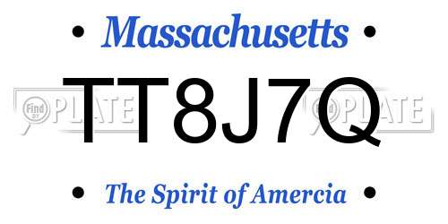 TT8J7Q Massachusetts License Plate