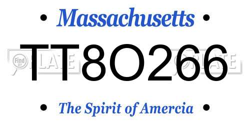 TT8O266 Massachusetts License Plate