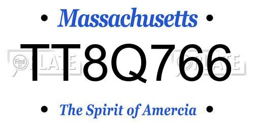 TT8Q766 Massachusetts License Plate