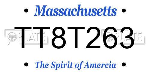 TT8T263 Massachusetts License Plate