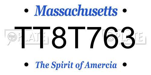 TT8T763 Massachusetts License Plate