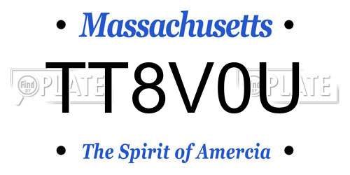 TT8V0U Massachusetts License Plate