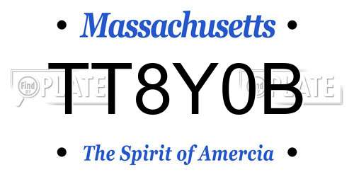 TT8Y0B Massachusetts License Plate