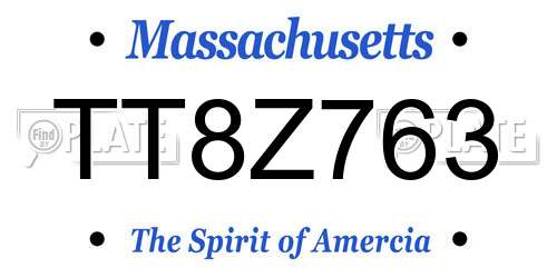 TT8Z763 Massachusetts License Plate