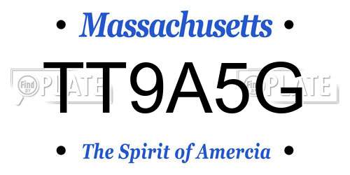 TT9A5G Massachusetts License Plate