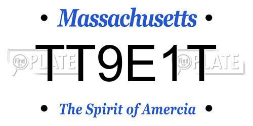 TT9E1T Massachusetts License Plate