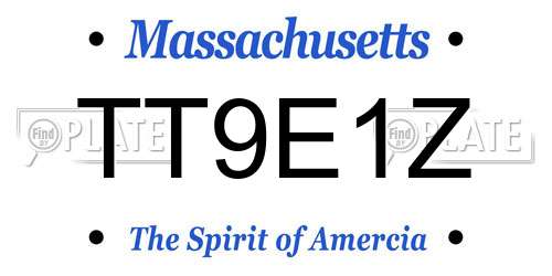 TT9E1Z Massachusetts License Plate