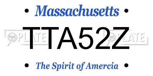 TTA52Z Massachusetts License Plate