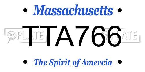 TTA766 Massachusetts License Plate